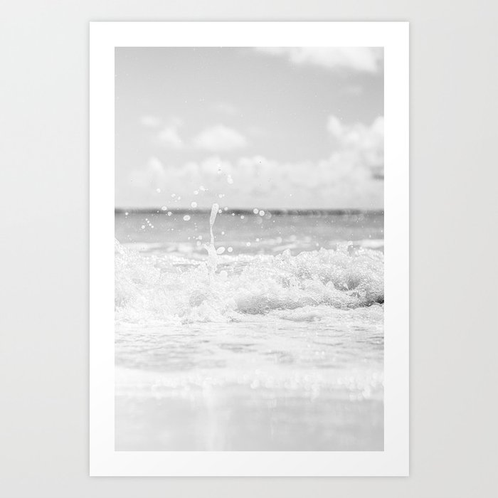 OCEAN WATER Black & White Art Print