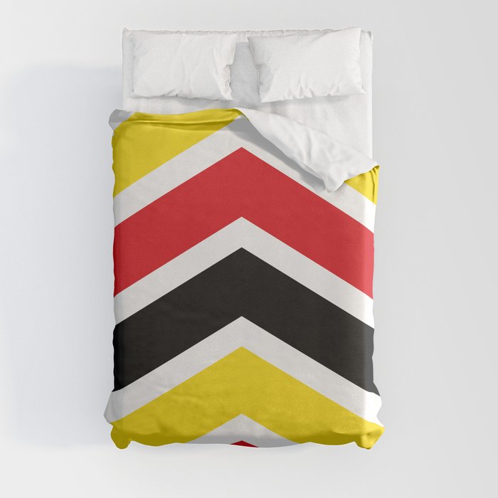 Chevron Uganda Flag Colors Duvet Cover