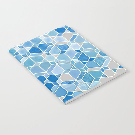 Cubes & Diamonds in Blue & Grey Notebook