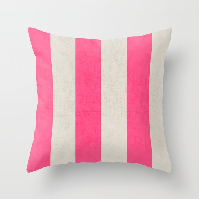 vintage hot pink stripes Throw Pillow