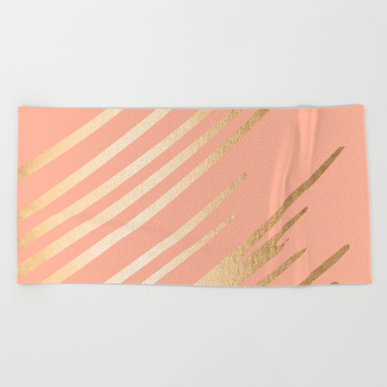 Sweet Life Swish Peach Coral + Orange Sherbet Beach Towel