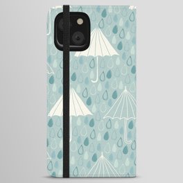 Rainy day - umbrellas and rain iPhone Wallet Case