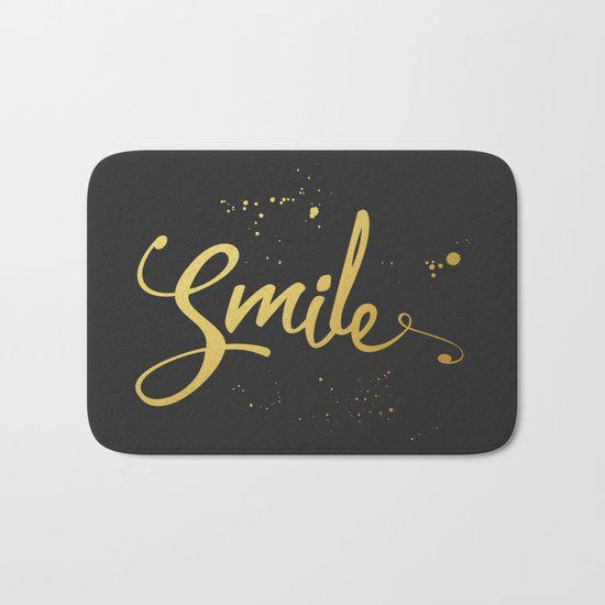 Gold Smile Quote Bath Mat