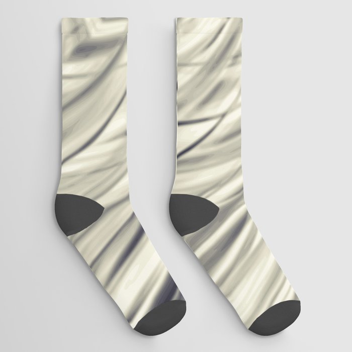 Dark Latte - cream white gray black striped spiral  Socks