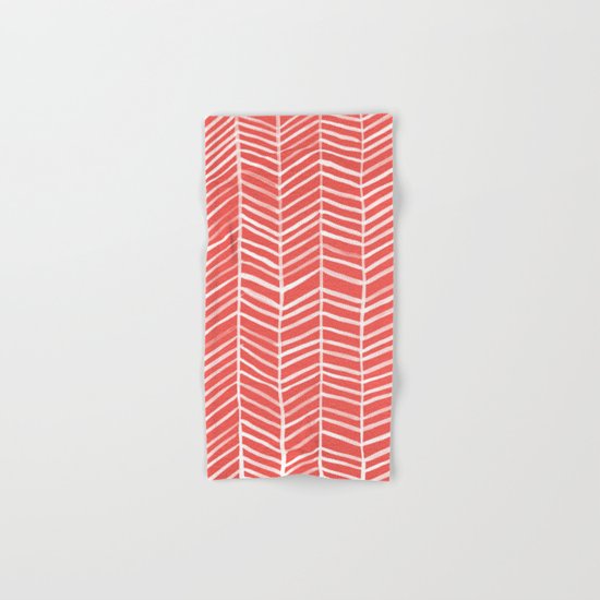 Coral Herringbone Hand & Bath Towel