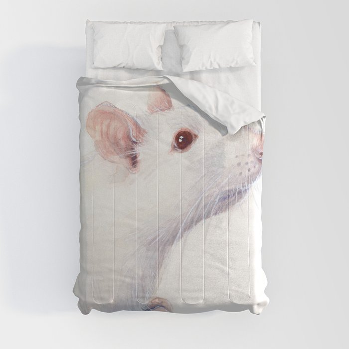 White Rat Watercolor Albino Rat Animal Comforter