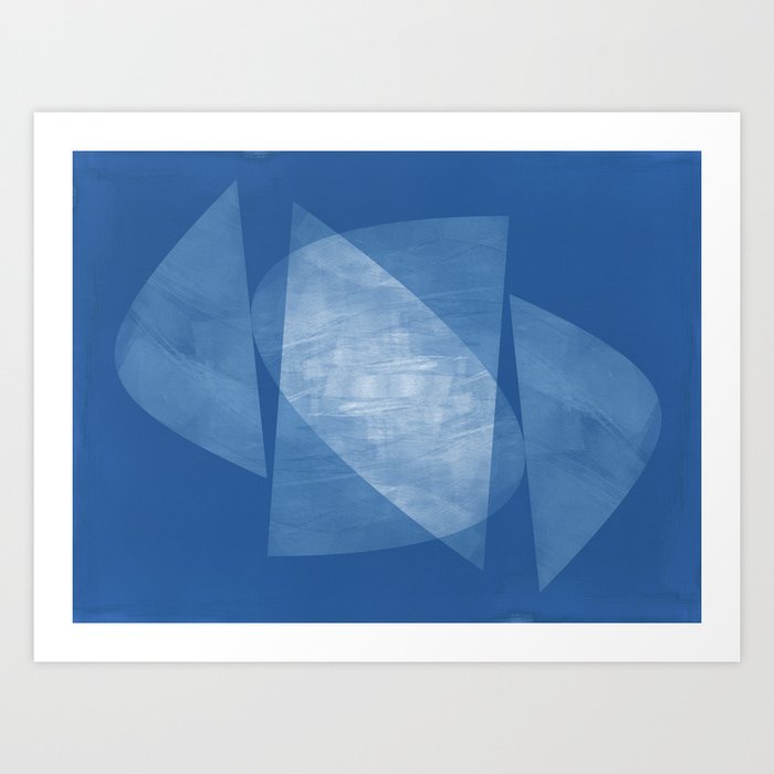 Blue Geometric Abstract Mid Century Modern Art Print