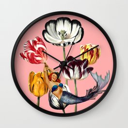 Mermaid Land #collage Wall Clock