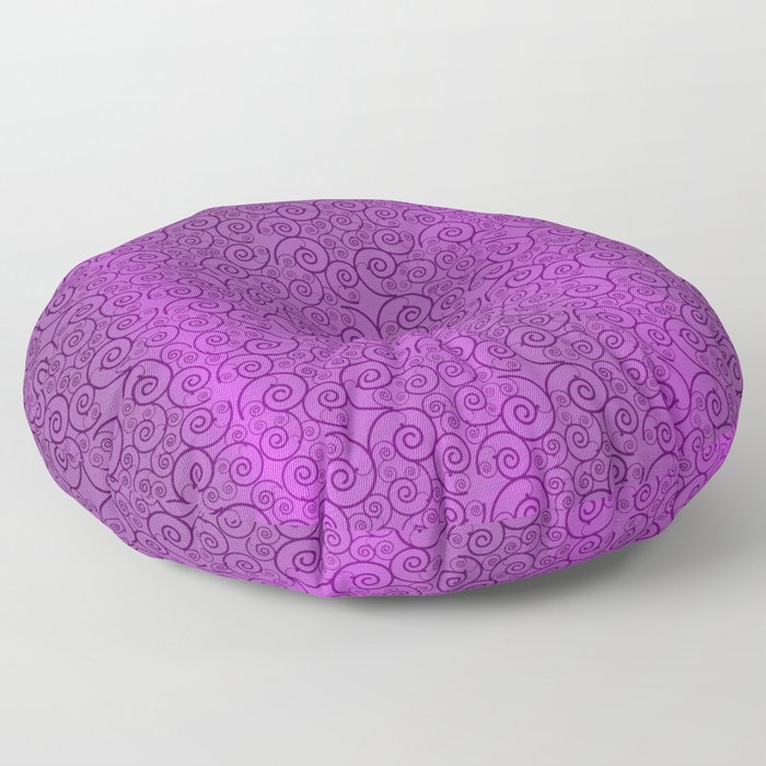 Purple Silk Metallic Damask Modern Collection Floor Pillow