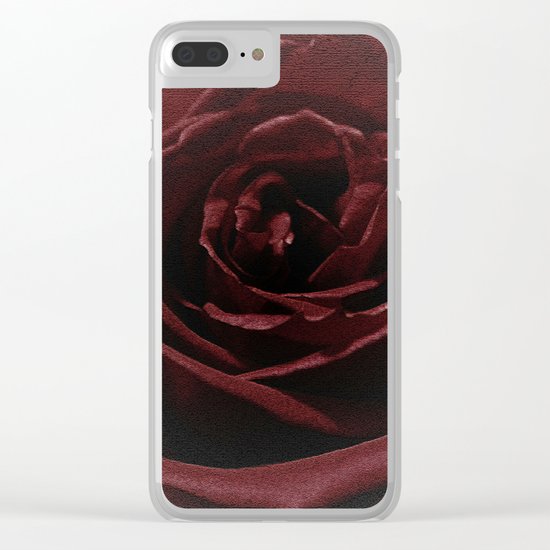Textured Red Rose Clear iPhone Case