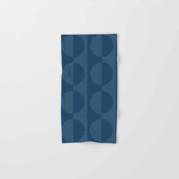 Stripes Circles Squares Mid-Century Checkerboard Blue White Hand & Bath Towel