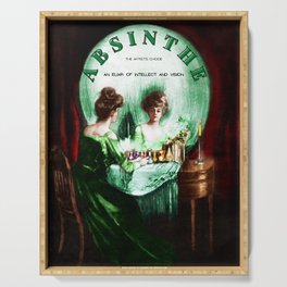 Vintage 1876 Absinthe Liquor "The Artist's Choice" Elixir Aperitif Cocktail Alcoholic Advertisement Poster for kitchen, dining room  office Serving Tray