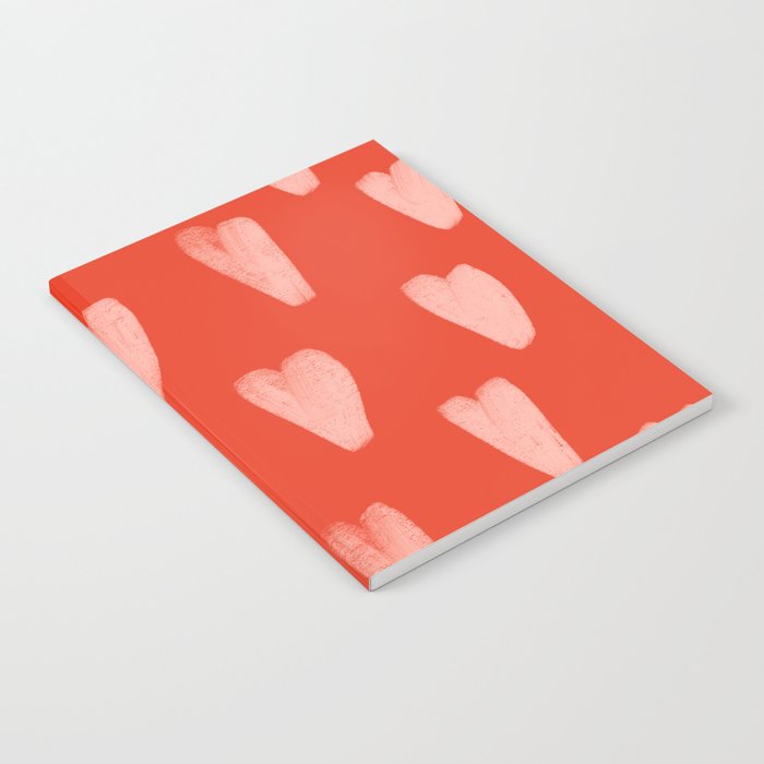 Bold Valentine Hearts - Pink + Red Hearts Notebook