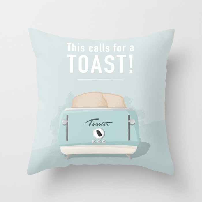 This calls for a toast - Retro Midcentury illustration with lettering Throw Pillow