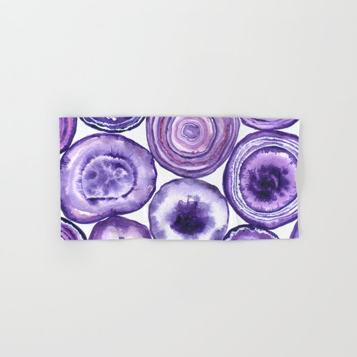 Purple agate pattern watercolor Hand & Bath Towel