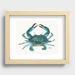 "Blue Crab" by Amber Marine ~ Watercolor Painting, Illustration, (Copyright 2013) Recessed Framed Print