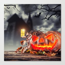 Scary Halloween Pumpkin Canvas Print