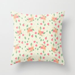 Watercolor floral Seamless Patterns Rose  Throw Pillow