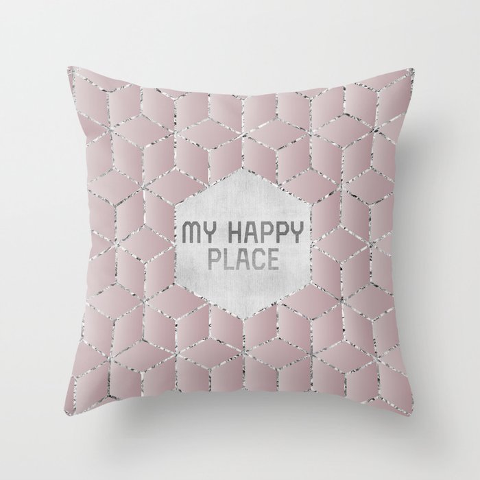 GRAPHIC ART My happy place Throw Pillow