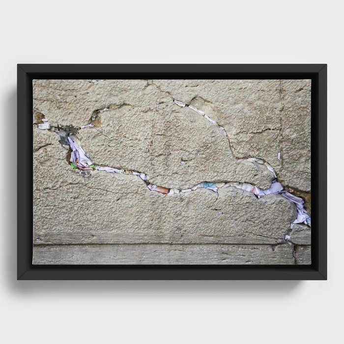 Jewish Kotel Wall Art Print - A stone of the Wailing Wall - Western Wall with many colored prayer paper notes between stones - Fine Art Print  Framed Canvas