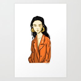 Asian Digital Drawn Portrait Art Print