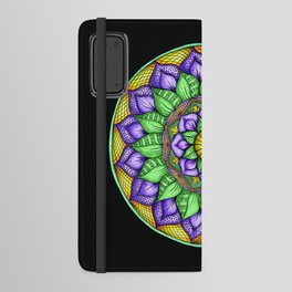 Purple Flowers & Green Leaves Floral Mandala Android Wallet Case