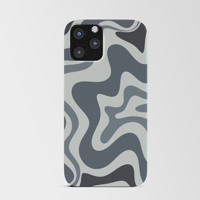 Liquid Swirl Abstract Pattern in Gray Monochrome  iPhone Card Case
