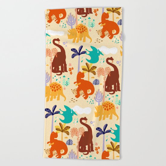jurassic classic pattern Beach Towel
