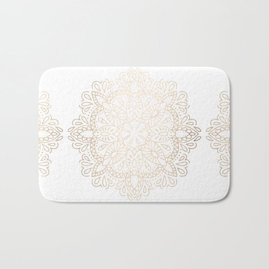 Mandala White Gold Shimmer by Nature Magick Bath Mat