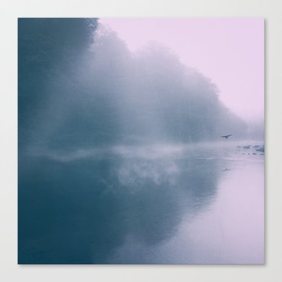 Pastel Serenity - Misty River Scene Canvas Print