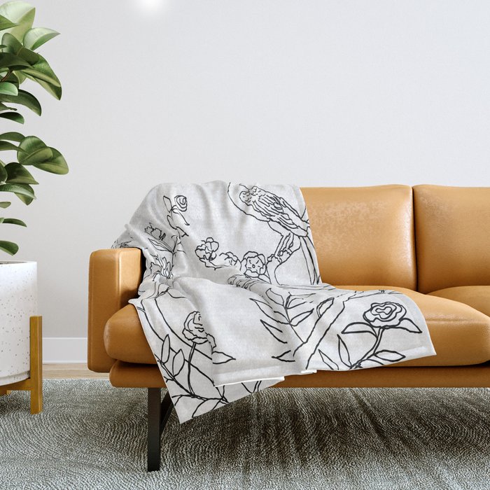 Color Your Own Chinoiserie Panels 3 4 Contour Lines Casart Scenoiserie Collection Throw Blanket
