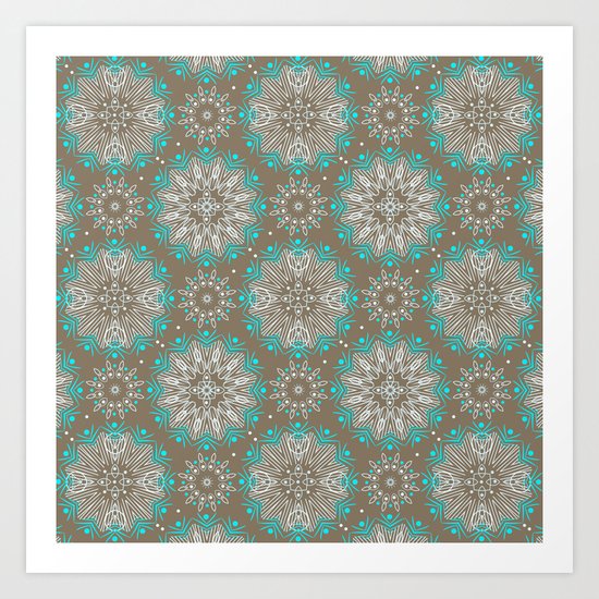Brown turquoise bling . Art Print