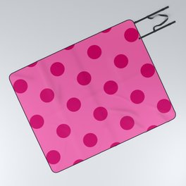 XXL Dark Hot Pink and Light Hot Pink Polka Dot Pattern Picnic Blanket
