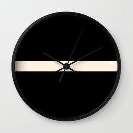 Single Stripe Minimalist Modern Color Block in Almond Cream and Black Wall Clock
