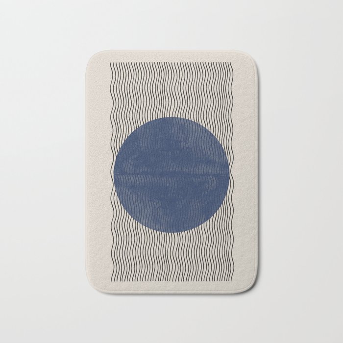 Woodblock Paper Art Blue Bath Mat