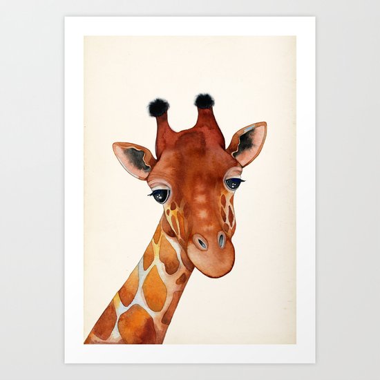 Giraffe Watercolor Art Print