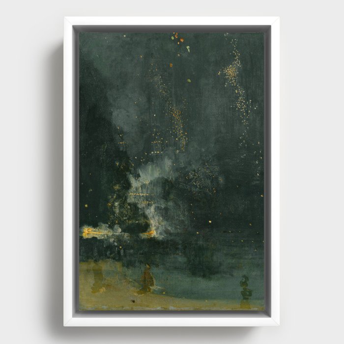Nocturne In Black And Gold The Falling Rocket By James Mcneill Whistler Framed Canvas