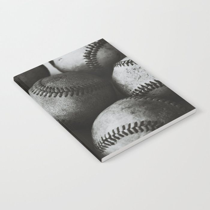 Old Baseballs in Black and White Notebook