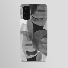 Abstract woman face with eyes in B&W illustration Android Case | Vintage, Modern, Digital Manipulation, Handdrawn, Paper, Pattern, Woman, Graphicdesign, Texture, Abstract 