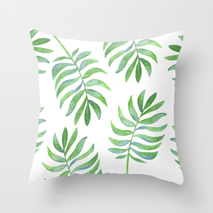 Tropical Palm Leaf Throw Pillow