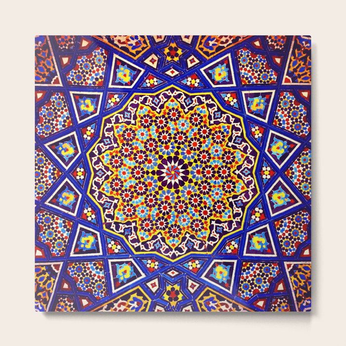 N80 - Traditional Moroccan Geometric Art Floral Mandala. Metal Print by