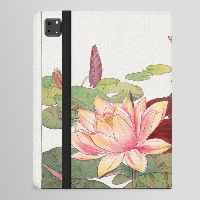 Vintage Japanese Pink Lotus Watercolor iPad Folio Case