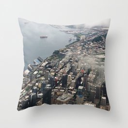 Seattle and Clouds, View from the Air Photograph Throw Pillow