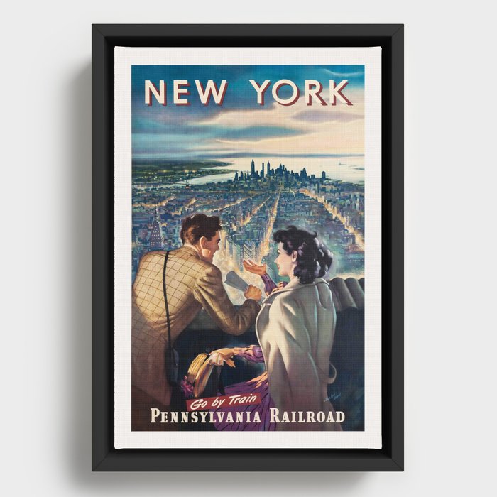 New York Pennsylvania Railroad Vintage Travel Poster 1932 Framed Canvas