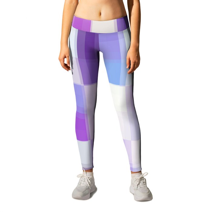 geometric pixel square pattern abstract background in purple blue Leggings