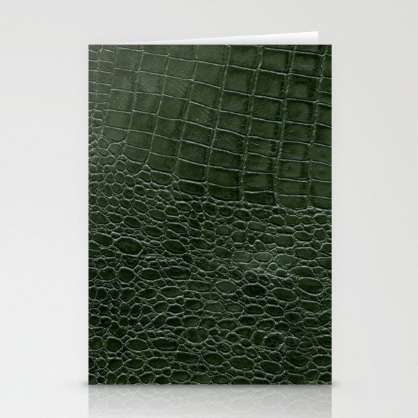 Green faux leather pattern Stationery Cards