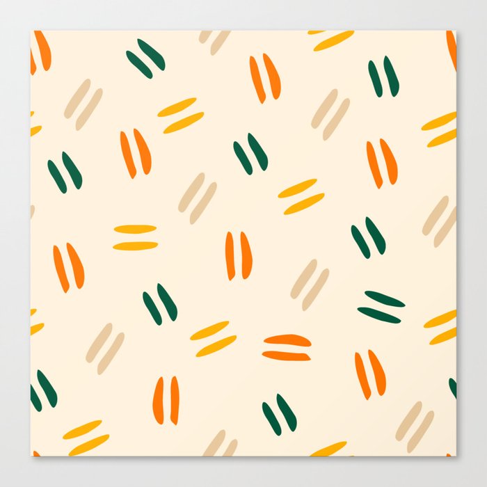 Orange & Green Boho Pattern Canvas Print