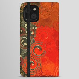 Turquoise and Red Swirls - cheerful, bright art and home decor iPhone Wallet Case
