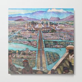 Mural of the Aztec city of Tenochtitlan by Diego Rivera Metal Print