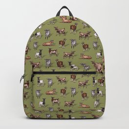 Tiny Goats on Green - Goat Herd Pattern Backpack